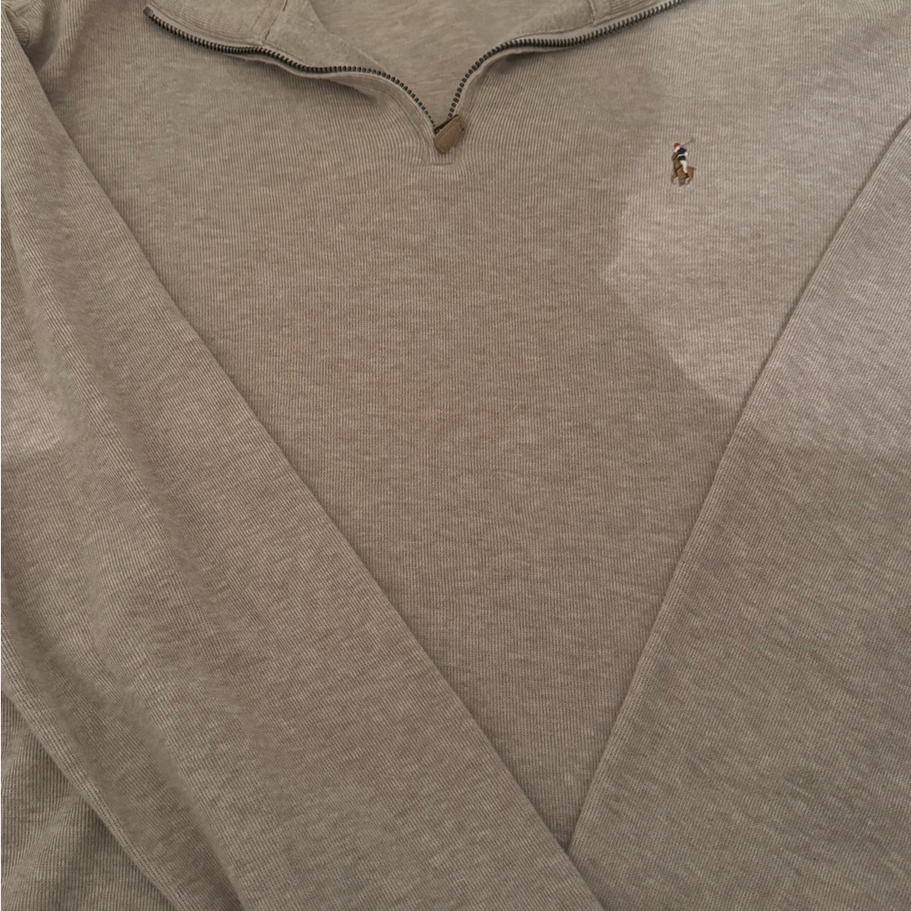 Polo Ralph Lauren Tan 1/4 Zip Sweater Size Large